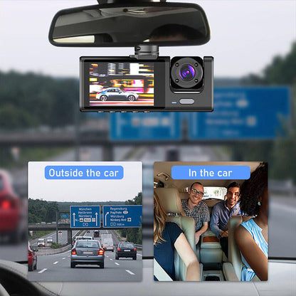 3 Lenses Camara De Seguridad Dash Cam Para Carro Auto Delantero/Tras